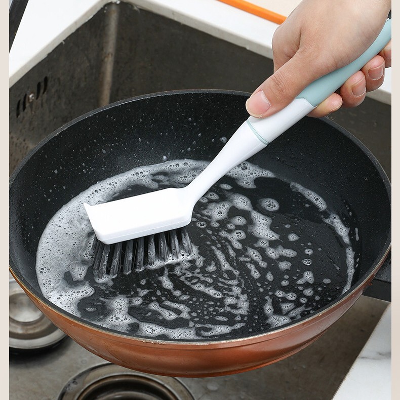 Multifunctional Household Pot Washing Brush with Shovel, Dual-Purpose Pot Cleaning Brush, Frying Pan Cleaning Brush, Long Handle, Non-Hurting Hand Dish Brush