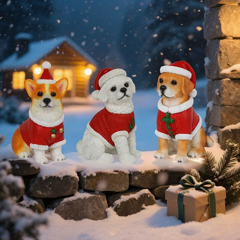 クロスボーダークリスマスウェルカム犬像樹脂工芸品装飾品家庭菜園寝室書斎デスクトップ装飾|undefined
