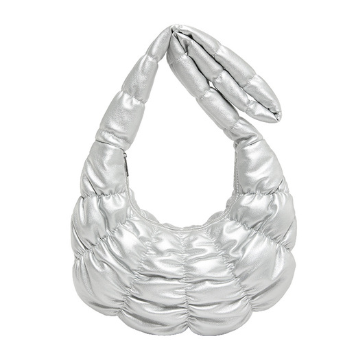 Korean-style new Cloud Bag, Croissant Half-Moon Bag – Casual, Versatile, Lightweight, Dumpling-Shape Sponge Bag with Pleated Design, Perfect for Women as a Crossbody Option