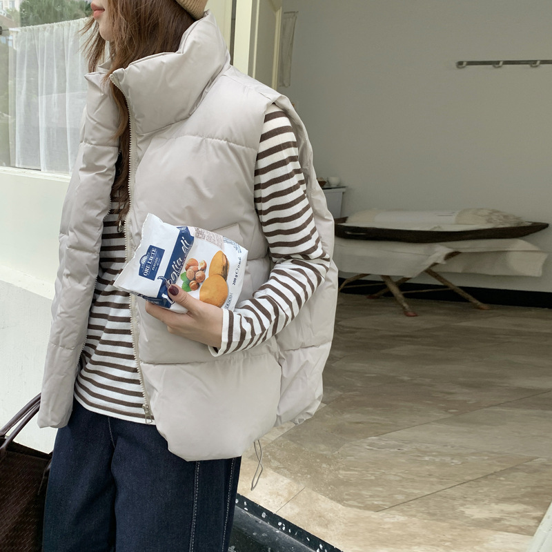 Women's Vest 20258 New Fashion Short down Cotton Jacket Korean Version Loose Stand Collar Versatile Cotton Vest Coat for Women