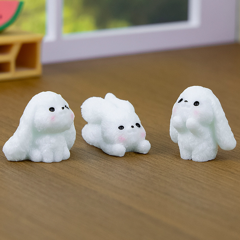マイクロランドスケープ装飾品、かわいい垂れ耳ウサギ、クリエイティブな車の樹脂 DIY クラフト装飾装飾品、ハイエンドのニッチ|undefined