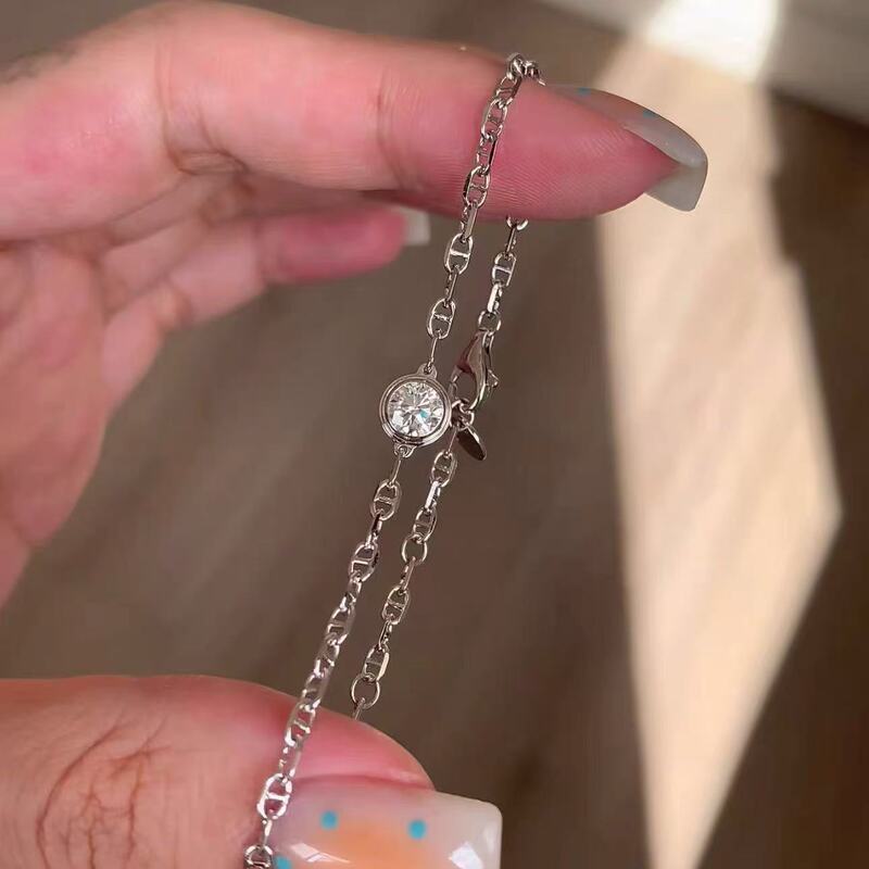 Korean-style exquisite bubble single-diamond pig nose bracelet, light luxury, high-end feel, simple, fashionable, versatile, niche design jewelry
