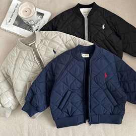 儿童棉服2025秋冬新款男童内胆女童刺绣外套宝宝帅气棒球服棉衣潮