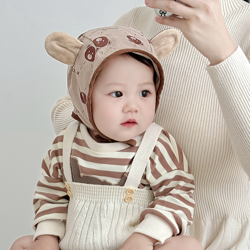 Sombreros para bebés primavera y otoño bebés lindos sombreros de luna llena sombreros de embarazo otoño y invierno sombreros de protector de oídos recién nacidos