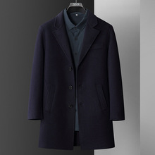 秋冬双面羊毛呢子男中长款非羊绒大衣中青年纯色西服大码风衣外套