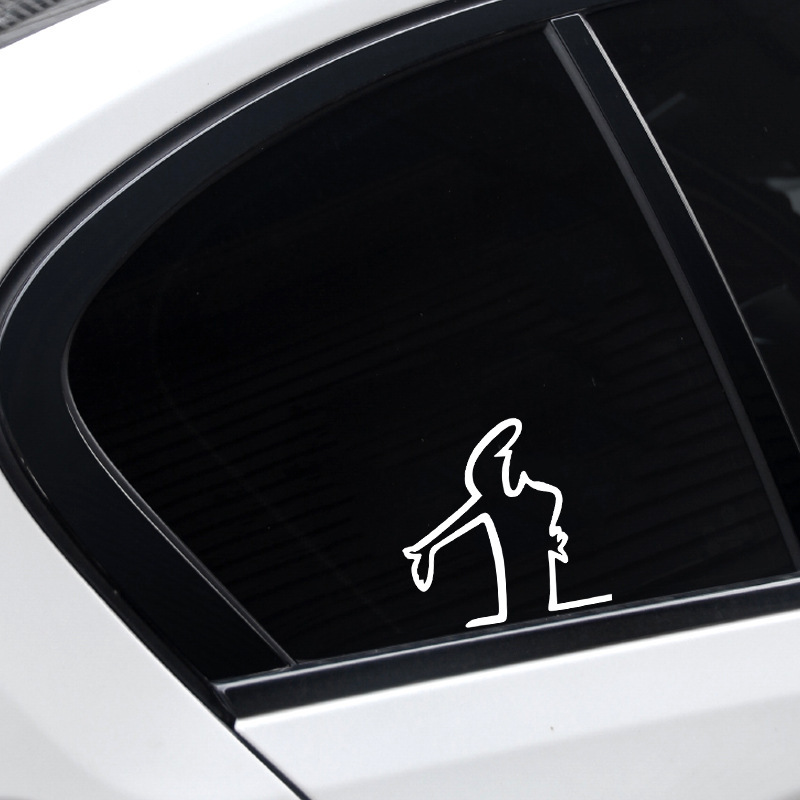 Decorazione per auto con incisione creativa personalizzata, raffigurante un omino dei cartoni animati, riflettente, per veicoli elettrici e motociclette._voghion.com