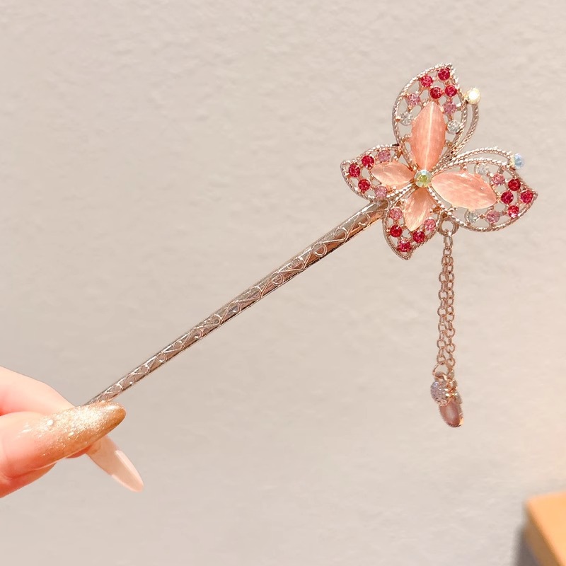 Horquilla de borla de estilo antiguo, temperamento femenino de alto nivel, cheongsam de todo fósforo, accesorios para el cabello Hanfu, nuevo tocado de horquilla de madera de estilo chino