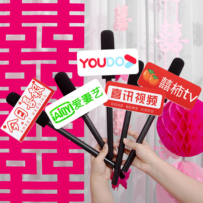 Wedding Photography Atmosphere Microphone Wedding Game Props Simulation Microphone Wedding Trick Interview Microphone