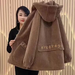 欧綿パイル複合真超450グラムとベルベットコートがカジュアルで帽子がゆるい秋冬シンプルで痩せた長袖上着
