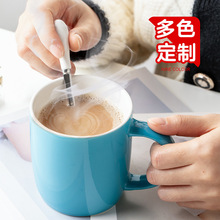 马克杯陶瓷杯子男生带盖带勺子情侣水杯家用咖啡杯茶杯女新款