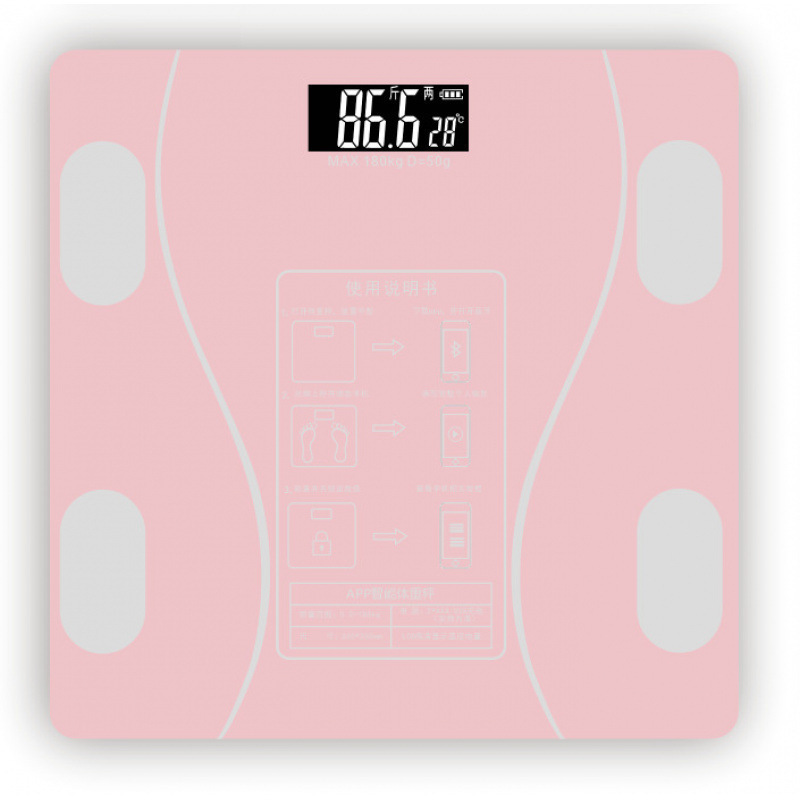 Línea de cintura rosa bluetooth escala de grasa