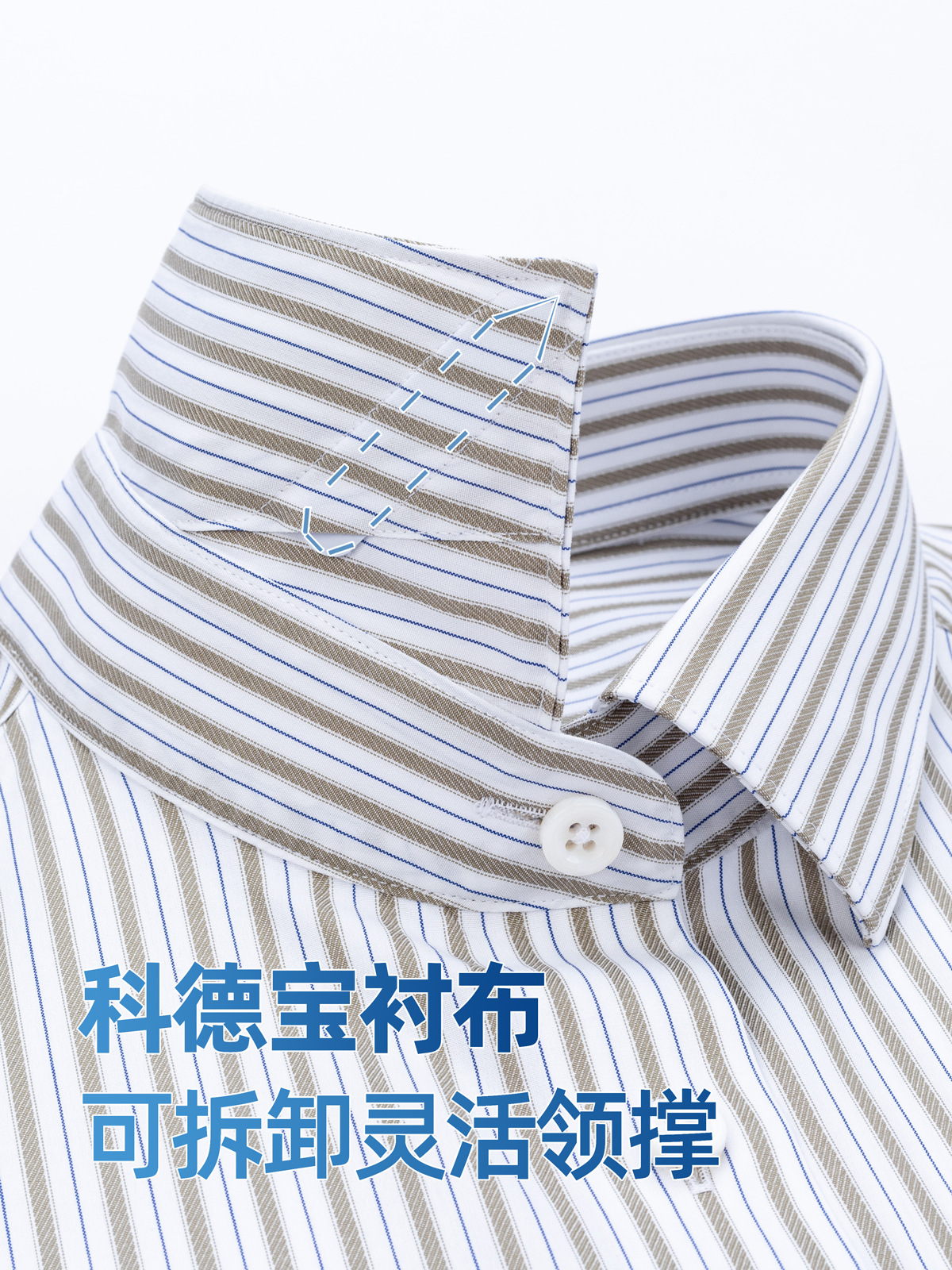 Camisas de doble rayas de color curry para hombres de manga corta verano 200DP sin quemar Camisas de algodón de alto nivel de negocios casuales