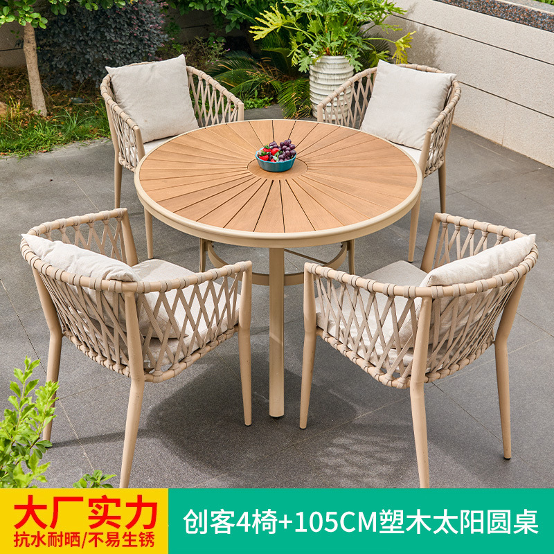Mesa y silla al aire libre diseñador creativo bar patio mesas y sillas de tres piezas mesas de té sillas de caña modernas y minimalistas muebles