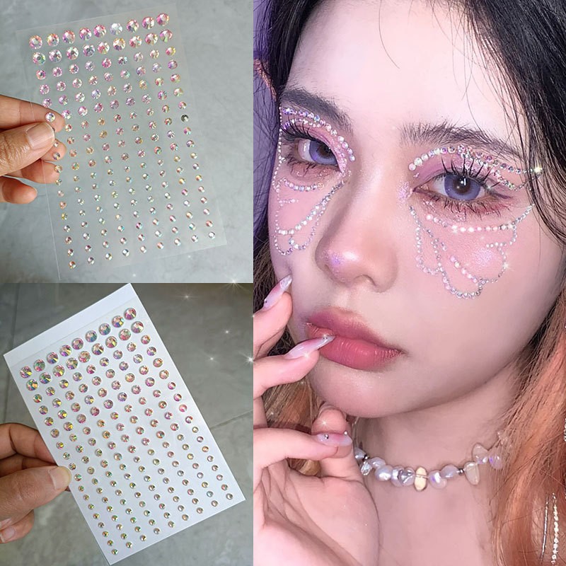 Parche de maquillaje de imitación de celebridades de Internet Parche de diamante Parche de diamante de mariposa Parche de diamante de imitación Parche de cara Parche de lágrima Parche de perlas de ojo Parche de diamante intermitente