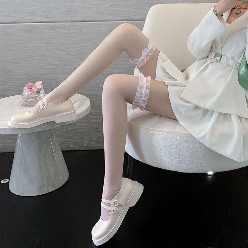 纯欲校园风白丝袜学生JK袜黑丝女网袜长筒半截白色丝袜蕾丝过膝袜|undefined