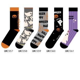 New Trendy Halloween Mid-length Socks for Men and Women Autumn and Winter Essential Niche Cartoon Four Seasons