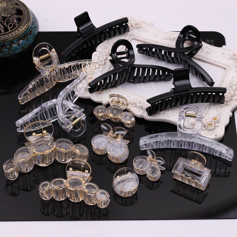 Transparent Champagne-Colored Plastic Claw Clip High-Quality Claw Clip Internet Celebrity Hair Clip DIY Hair Clip Materials Accessories Base Clip
