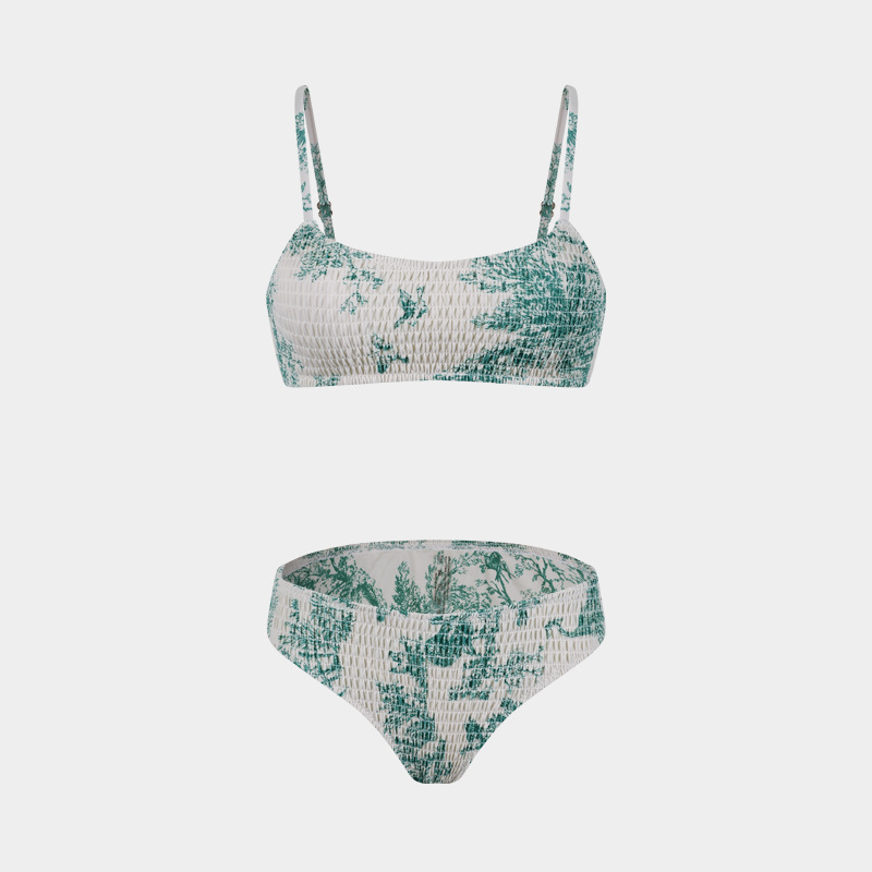 Women's Split Bikini Three-piece Swimsuit Floral Beach Wrap Set_voghion.com