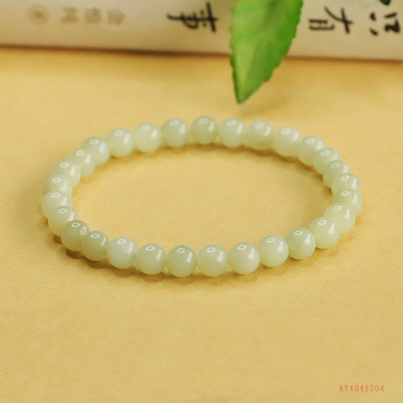 Aiyu Natural Hutian Jade Shrouts Qingshui Lake Green Ball Бусинный браслет Женская фабрика в прямом эфире AY4041704