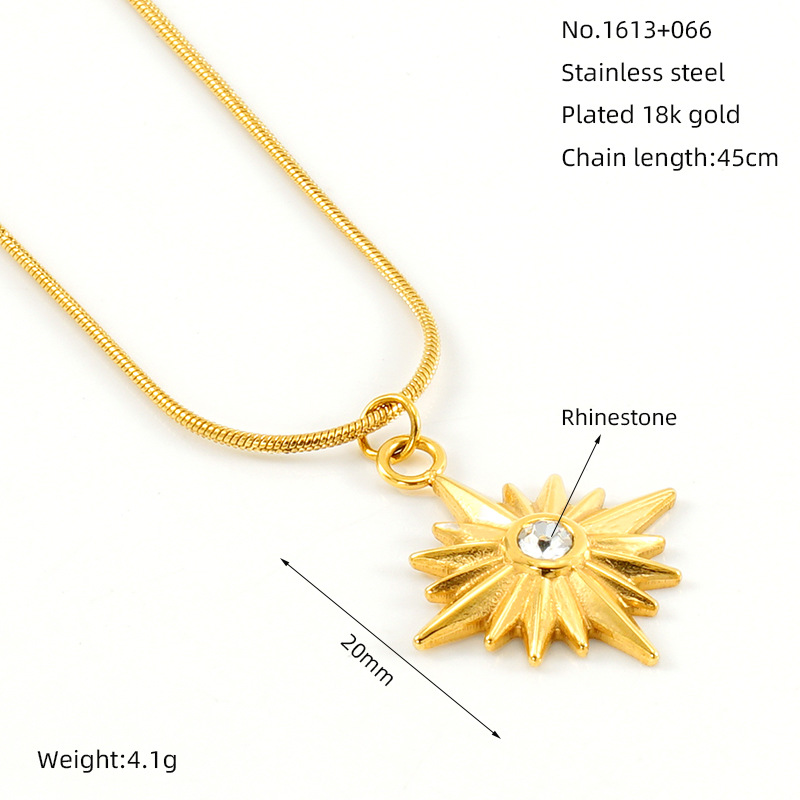 Nuevo estilo de moda red viento collar de acero inoxidable de ocho estrellas mujeres ins viento colgante de metal de acero collar de clavícula de acero mujeres