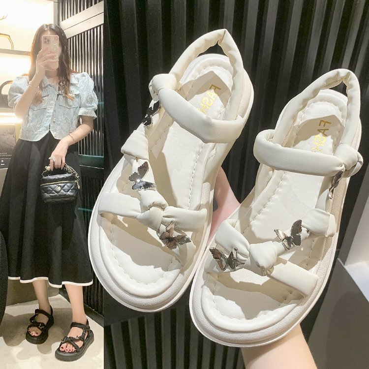 Fairy Style Butterfly French Sandals for Women, Summer 2025, Matching with Skirts, Cute Casual Roman Sandals, Fashionable Beach Shoes