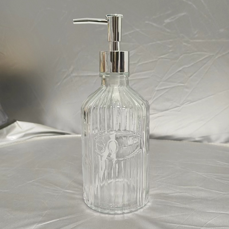 El fabricante suministra 420ml de desinfectante de manos, botella de vidrio transparente de color de patrón vertical cuadrado, botella de desinfectante de manos, vidrio