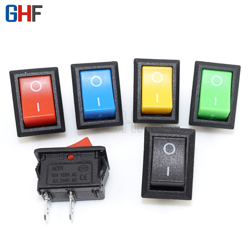 船型开关KCD1两脚二档ON-OFF饮水机热熔胶枪电子秤开关15*21铜脚