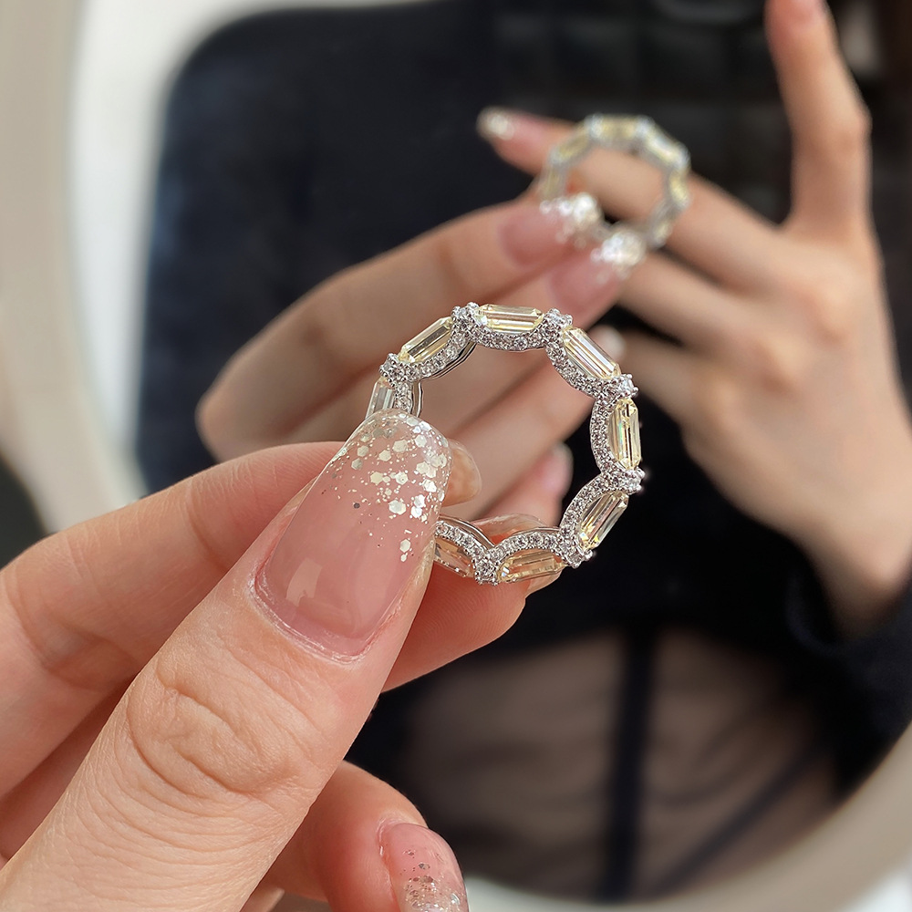 Luxurious Geometric Sterling Silver Plating Zircon Rings