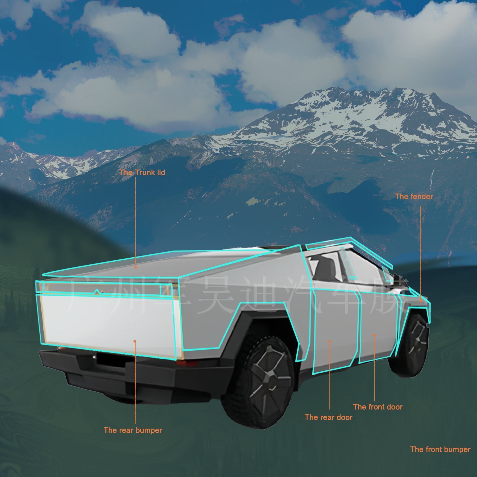 Cross-Border Special Car Pre-Cut Suitable for Tesla Cybertrucktpu Paint Protective Film Amazon