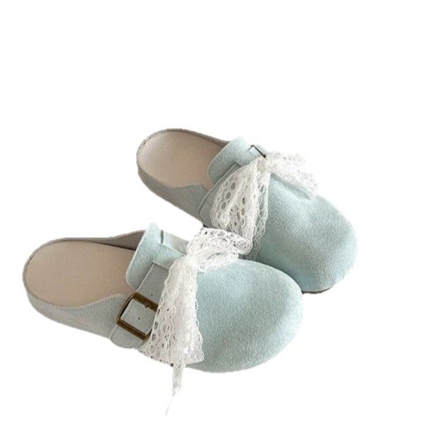 Zapatillas de tabla de onda lejana para mujer 2025 nuevos zapatos Birkenstock de encaje de verano para mujer media pantuflas sandalias de todo fósforo para el cabello