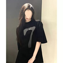 美式复古潮牌短袖恤女2023新款夏季宽松设计感情侣半袖上衣