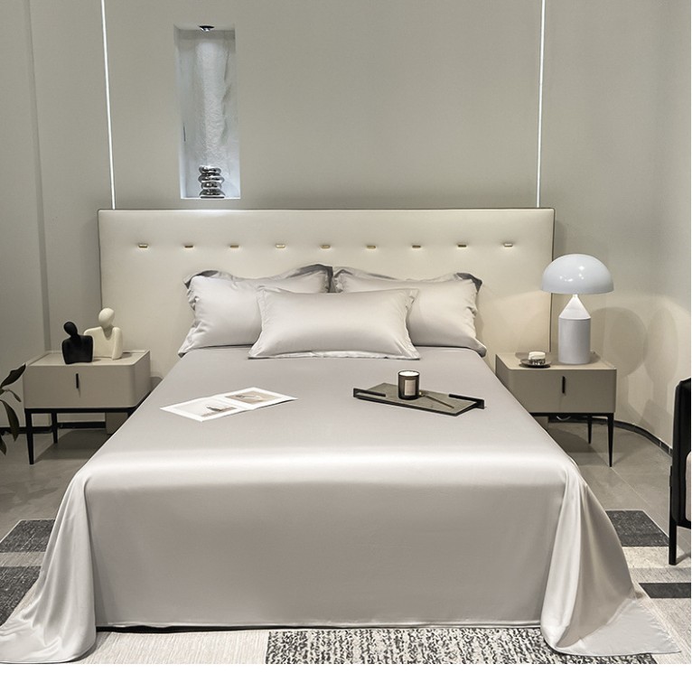 100 sábanas de verano de seda de hielo de color sólido de una sola pieza, dormitorio desnudo, edredón fresco, funda de almohada simple, juego de tres piezas