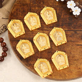 佛像吊牌立体浮雕八大守护神沙金保色diy项链项饰串珠饰品配件