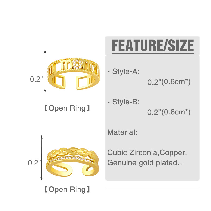 Fashion Geometric Double Layer Copper Inlaid Zircon Rings Wholesale display picture 2