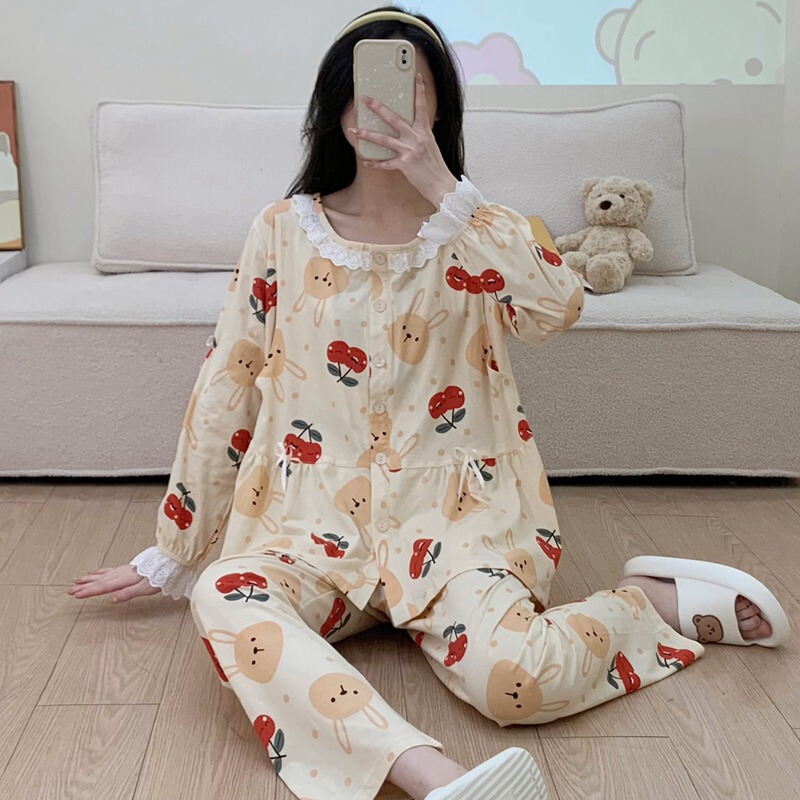 Yuezi Clothing Pure Cotton Spring and Autumn Cardigan Plus Size Pregnant Women Fashion Nursing Pajamas Postpartum Nursing Clothes Home Suit Yuezi Clothing Pure Cotton Spring and Autumn Cardigan Plus Size Pregnant Women Fashion Nursing Pajamas Postpartum Nursing Clothes Home Suit