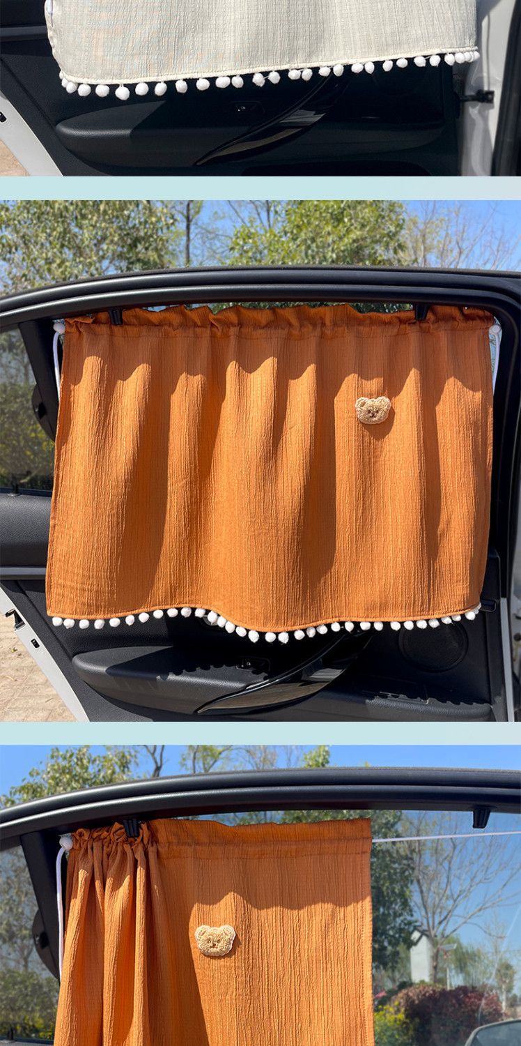 Fresh and Simple Car Window Sunshade Curtain, Sun Protection, All-Season Pull-Out Curtain with Suction Cups, Car Interior Privacy Curtain for Sleeping