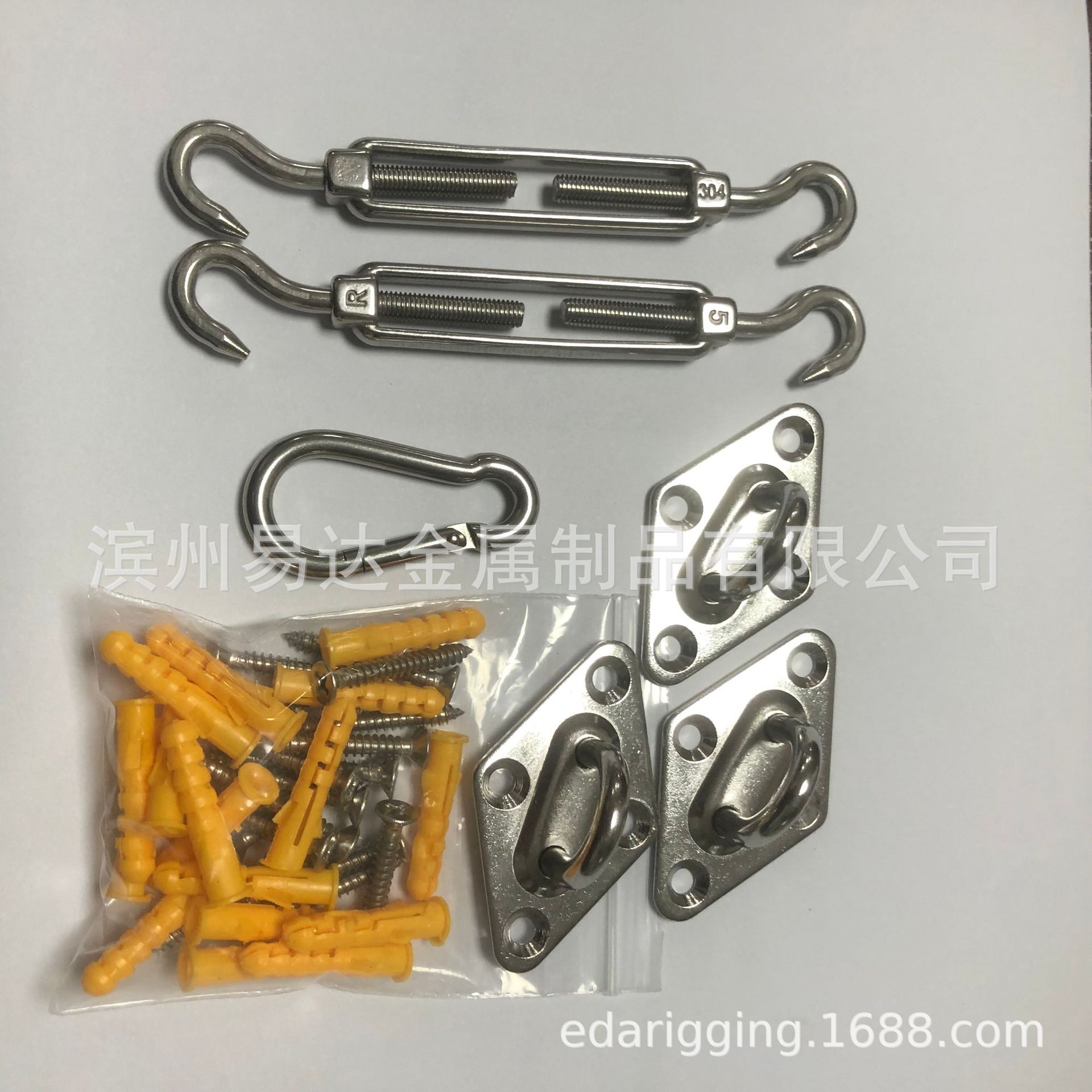 不锈钢三角遮阳帆配件套装 花篮螺丝配件 拉紧器出口 跨境货源