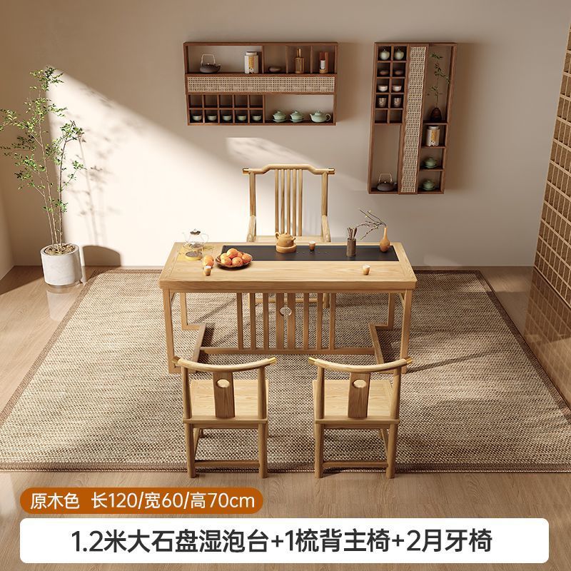 1.2m 대형 돌판 습식 거품 테이블 + 빗등 메인 의자 1개 + 초승달 의자 2개