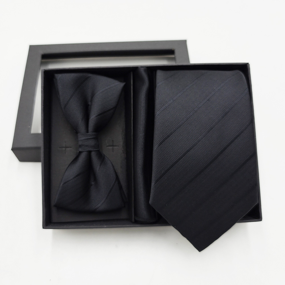 Set di tre pezzi di papillon, fazzoletto e accessori per abito da uomo formale da sposo, confezione regalo_voghion.com