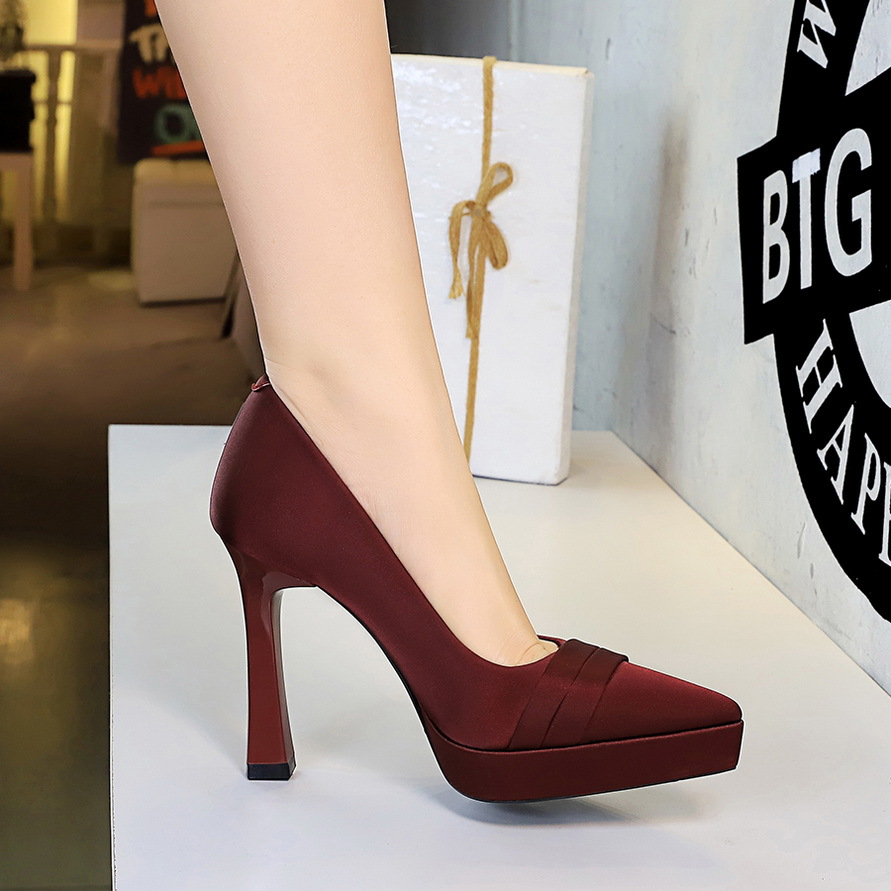Elegante Satin Plateau Pumps Für Damen Mit Blockabsatz_voghion.com