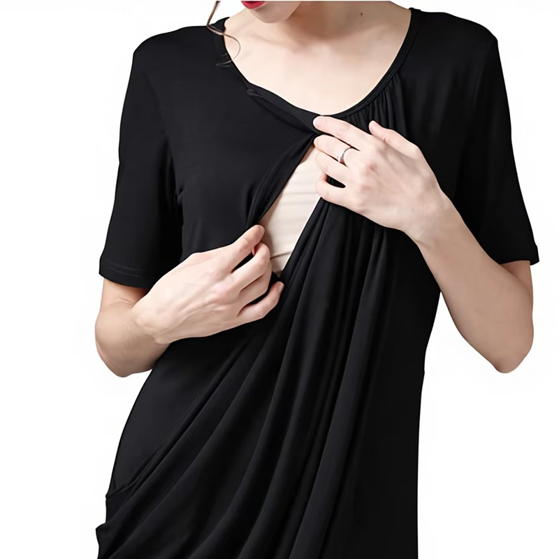 Comfortable Modal Nursing Dress For Maternity Plus Size Fashion_voghion.com