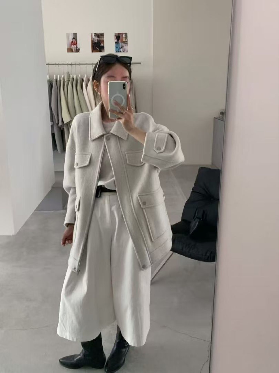 新款大码女装 高档时尚翻领韩版双面羊绒外套 时尚宽松大版女装