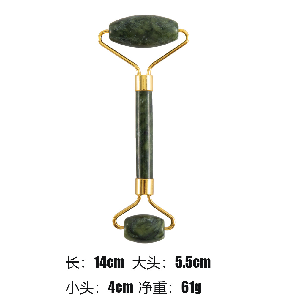 Juego de tres piezas de rodillo de jade natural y tabla de gua sha, dispositivo de belleza para masaje facial, lámina de gua sha facial, fabricante de rodillos de jade