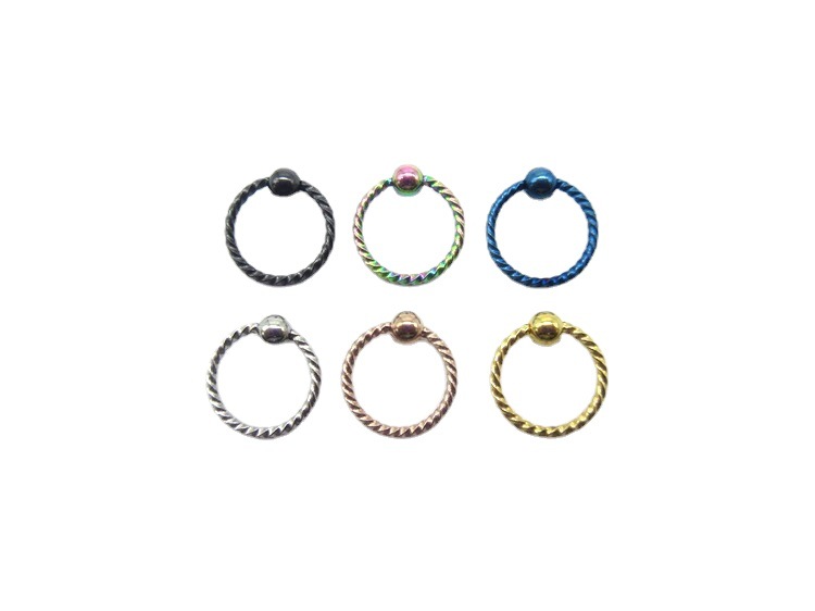 美饰尔 工厂自产新款304不锈钢麻花线圈夹球环人体穿剌饰品卡球环