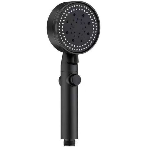 Handheld Pressure Boost Shower Head Set with Anti-Drop Filter Shower Kit, 5-Stage Adjustable, One-Touch Water Shut-off Shower Head, Black