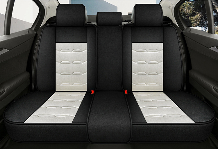 Linen Car Seat Cushion All-Inclusive Cartoon Seat Cover Four-Season Universal Car Cushion Seat Cover Small Car Seat Cushion