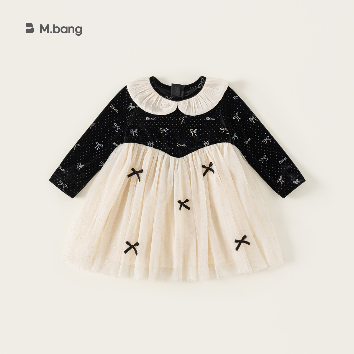 Envío gratis, ropa para niños, vestido de princesa para niñas de primavera y otoño, vestido para niños, vestido de malla con cuello de muñeca, vestido con lazo para niñas
