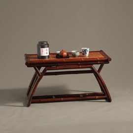 红竹制茶室小桌子 明式香道桌 仿古茶桌 做旧明清古典家具