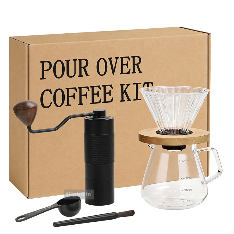 Kaiyu molino de frijoles de acero conjunto de café de lavado de mano boutique cafetería casera campista caja de regalo de lavado de mano personalizada