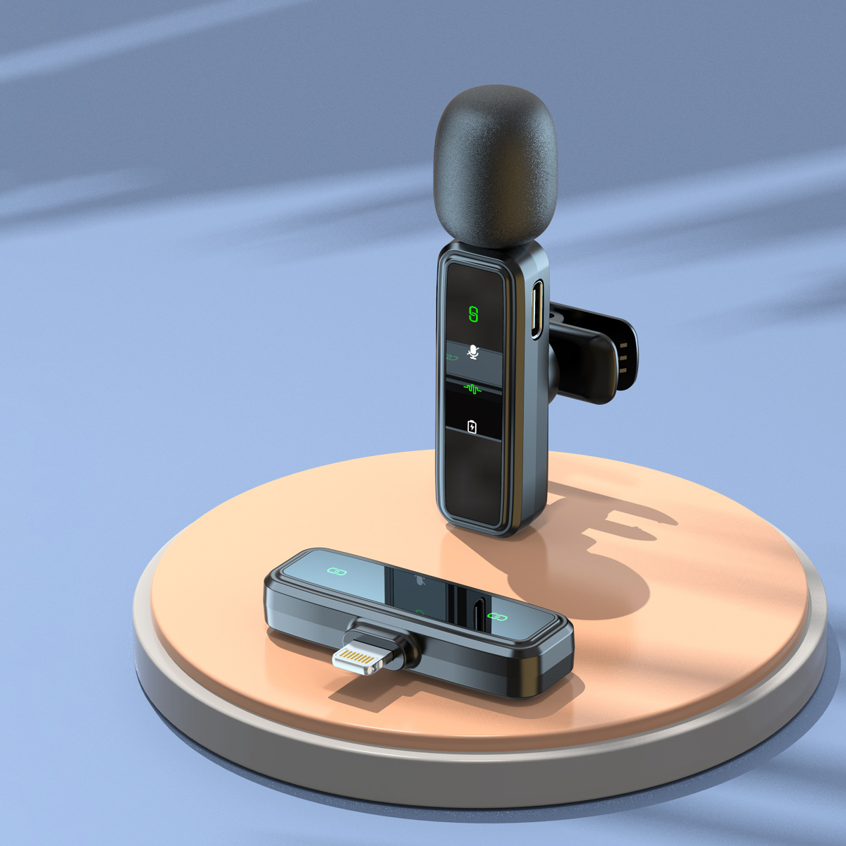 Micrófono de collar inalámbrico transfronterizo 2.4G Micrófono de teléfono móvil con reducción de ruido Micrófono inalámbrico integrado dedicado en vivo